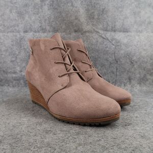 Dr Scholls Shoes Womens 8.5 Booties Fashion Wedge Lace Up Comfort Desert Classic